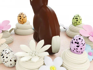 Easter Cake With Chocolate Bunny 3D Model