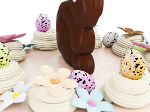 Easter Cake With Chocolate Bunny 3D 模型