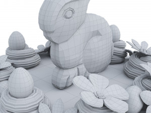 Easter Cake With Chocolate Bunny 3D 模型