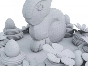 Easter Cake With Chocolate Bunny 3D Model