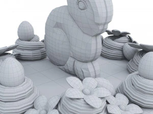 Easter Cake With Chocolate Bunny 3D Model