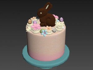 Easter Cake With Chocolate Bunny 3D 模型