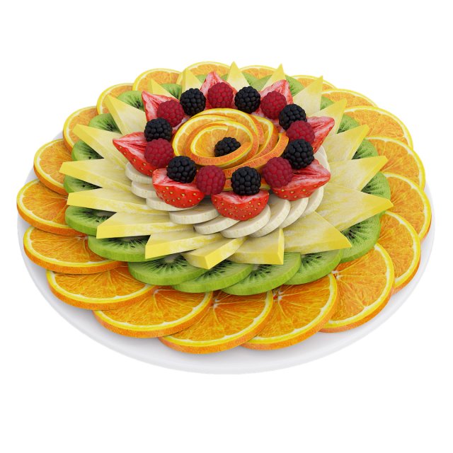 Plate With Fruits 3D Model .c4d .max .obj .3ds .fbx .stl .blend 