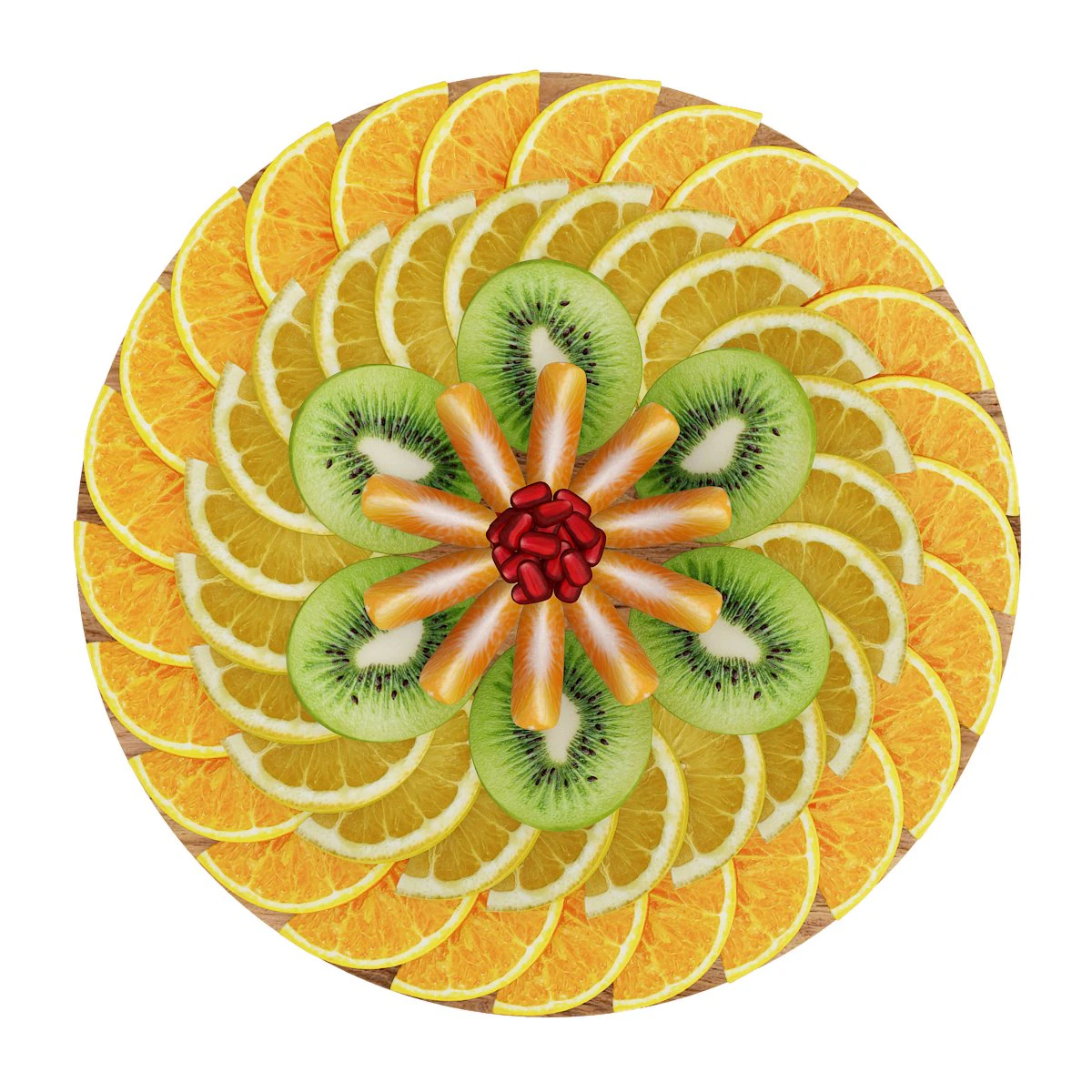 Fruit Platter With Citrus Fruits 3D Model .c4d .max .obj .3ds .fbx .stl .blend 