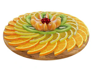 Fruit Platter With Citrus Fruits 3D Model