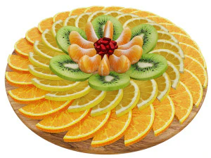 Fruit Platter With Citrus Fruits 3D Model