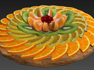 Fruit Platter With Citrus Fruits 3D Model