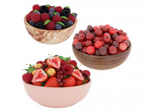 Berry wooden bowls Modelo 3D