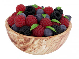 Berry wooden bowls 3D Model