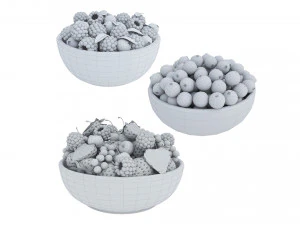 Berry wooden bowls 3D Model