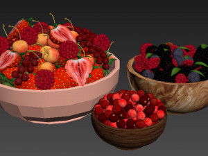 Berry wooden bowls Modello 3D