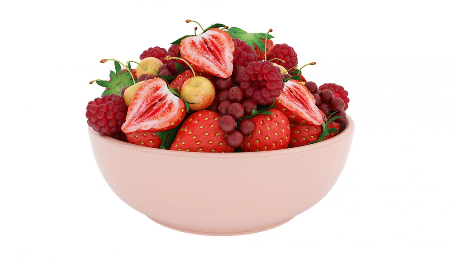 Bowl of Red Berries 3D Model .c4d .max .obj .3ds .fbx .stl .blend