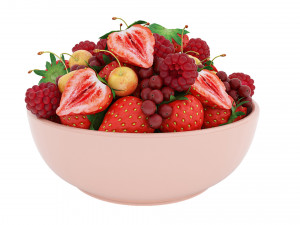 Bowl of Red Berries Model 3D