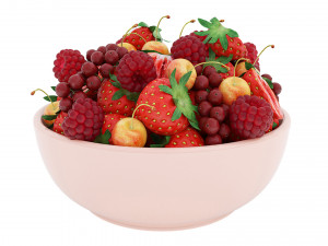 Bowl of Red Berries 3D Model