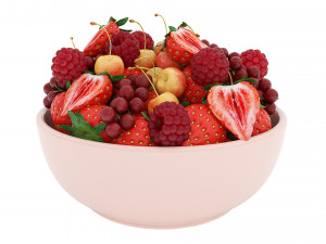 Bowl of Red Berries 3D Model
