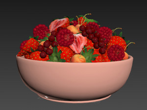 Bowl of Red Berries 3D Model