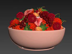 Bowl of Red Berries 3D Model
