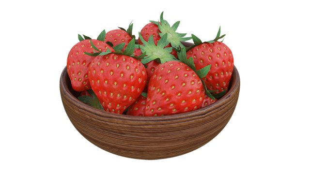 Strawberry Wooden Bowl Modelo 3D .c4d .max .obj .3ds .fbx .stl .blend 