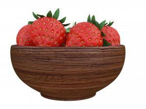 Strawberry Wooden Bowl Modelo 3D