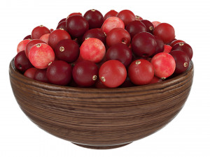 Berries in Wooden Bowls 3D Model