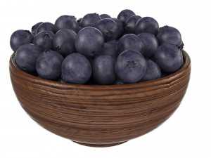 Berries in Wooden Bowls 3D Model