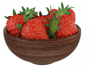 Berries in Wooden Bowls 3D Model
