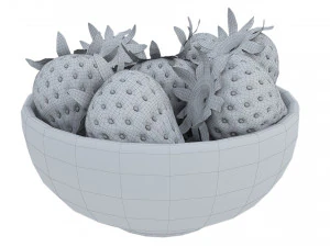 Berries in Wooden Bowls 3D Model
