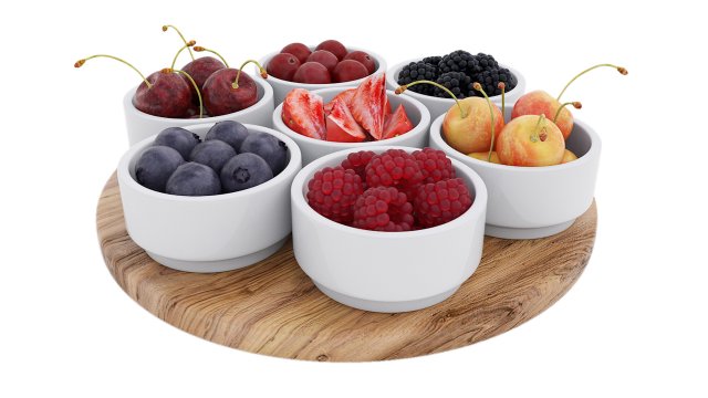 Berries in Bowls Modello 3D .c4d .max .obj .3ds .fbx .stl .blend 