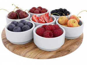 Berries in Bowls 3D Model