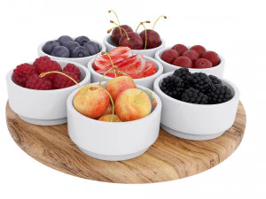Berries in Bowls 3D Model
