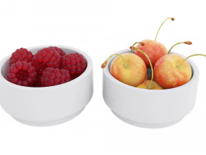 Berries in Bowls 3D Model