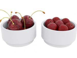 Berries in Bowls 3D Model