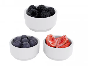 Berries in Bowls 3D Model