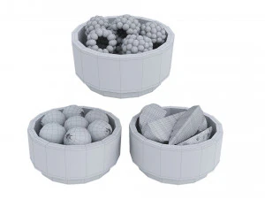 Berries in Bowls 3D Model