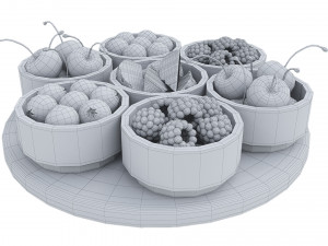Berries in Bowls Modello 3D