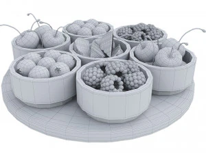 Berries in Bowls 3D Model