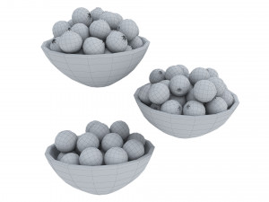 Berries in White Bowls 3D 模型