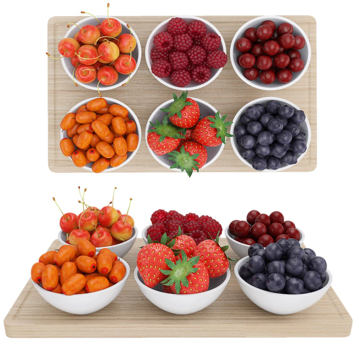 Berry Bowls 3D Model .c4d .max .obj .3ds .fbx .stl .blend