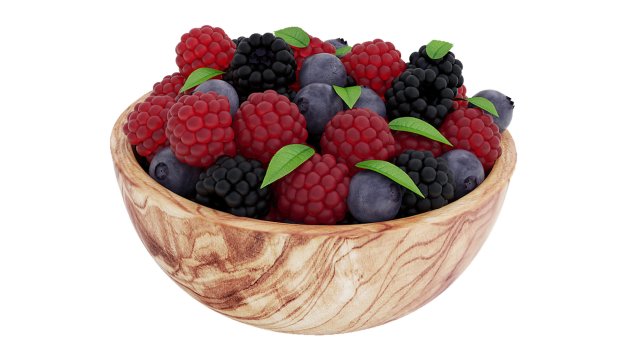 Olive Wood Berry Bowl 3D-Modell .c4d .max .obj .3ds .fbx .stl .blend 
