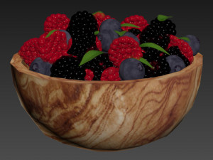 Olive Wood Berry Bowl 3D-Modell