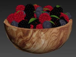 Olive Wood Berry Bowl 3D Model