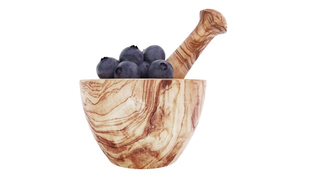 Blueberry Mortar and Pestle 3D 모델 .c4d .max .obj .3ds .fbx .stl .blend 