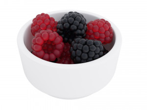 Raspberry and blackberry white bowl 3D Model