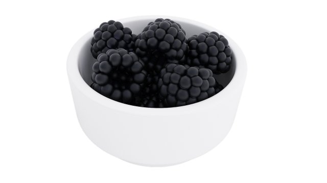 Blackberry white bowl 3D Model .c4d .max .obj .3ds .fbx .stl .blend 