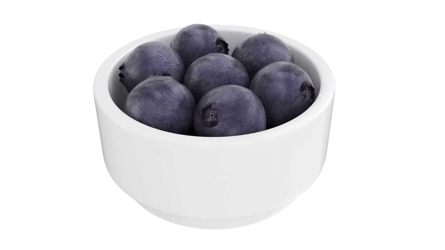 Blueberry white bowl 3D Model .c4d .max .obj .3ds .fbx .stl .blend 