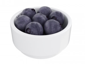 蓝莓白碗 3D 模型