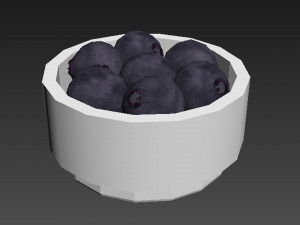 蓝莓白碗 3D 模型