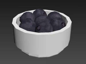 Blueberry white bowl 3D Model