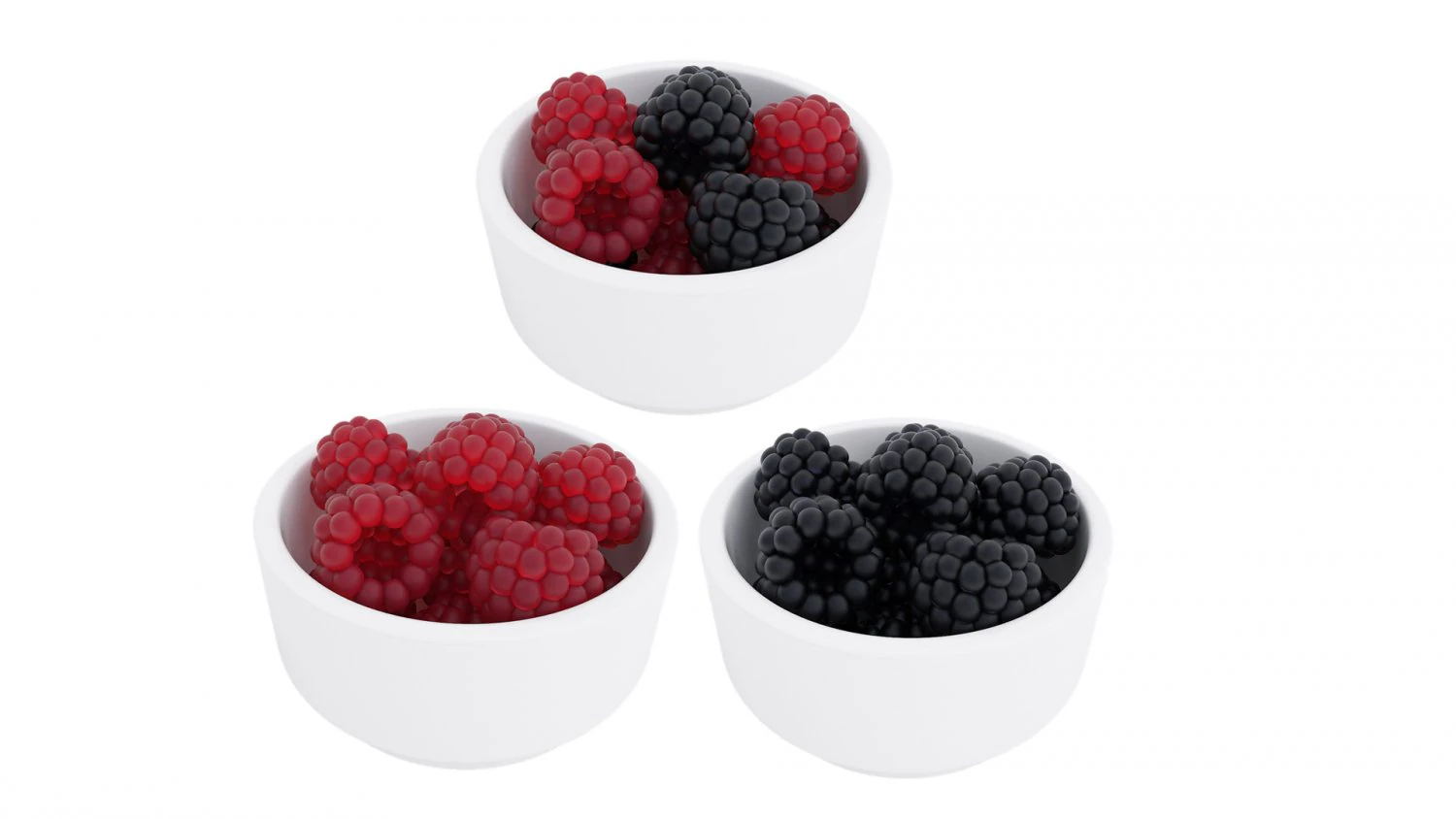 Berry white bowl collection 3D Model .c4d .max .obj .3ds .fbx .stl .blend 