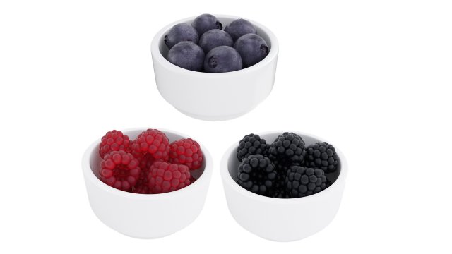 Berry white bowl collection 2 3D 模型 .c4d .max .obj .3ds .fbx .stl .blend 
